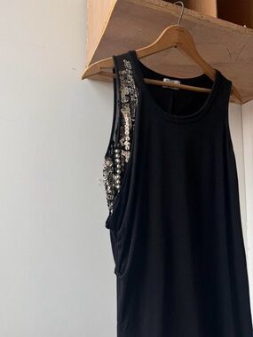 Japanese brand Gyaru black Sequin-Accent Mini Dress